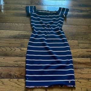 Size S GUESS navy blue red and white stripes mini dress